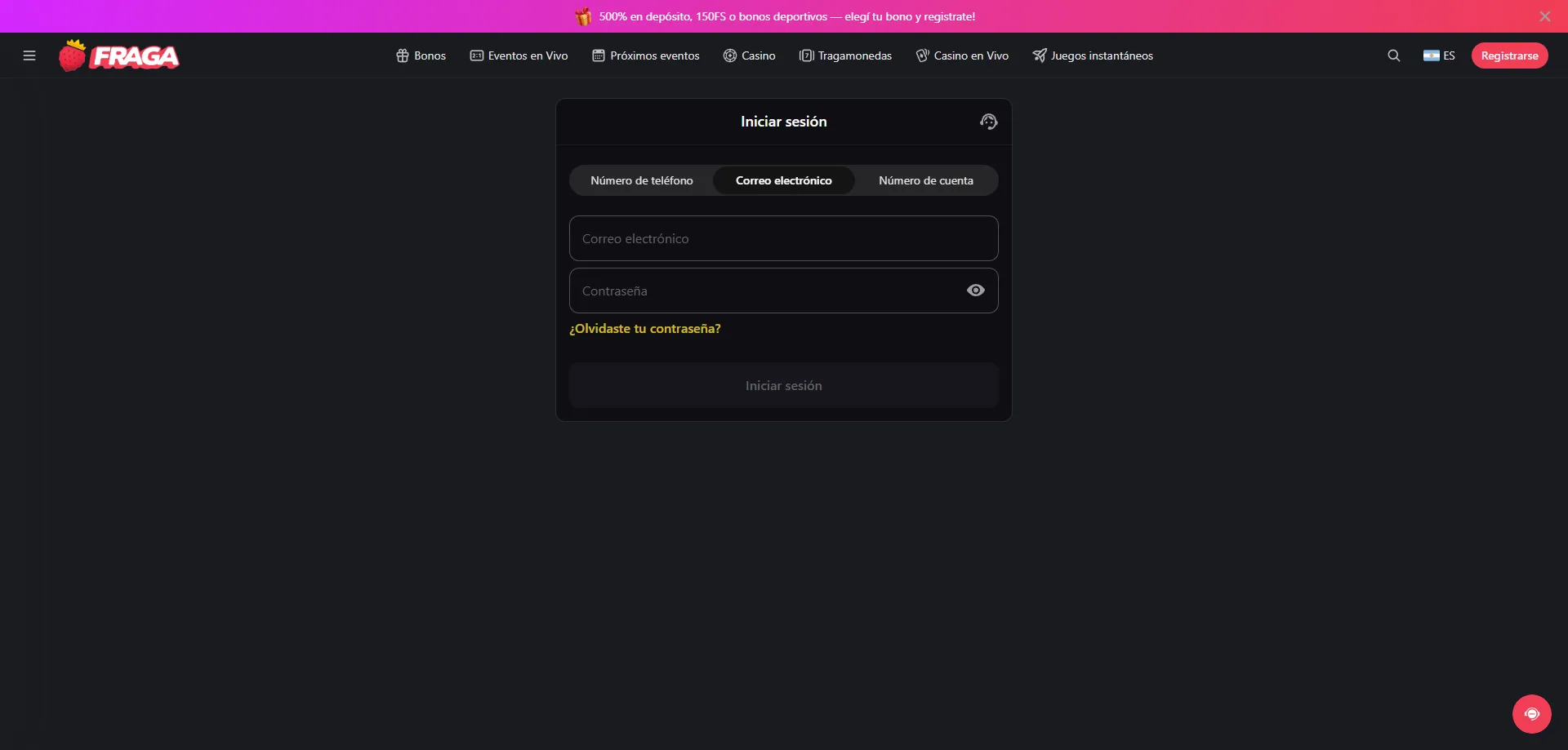 Términos del código de bono Fraga Casino — cuenta y activación