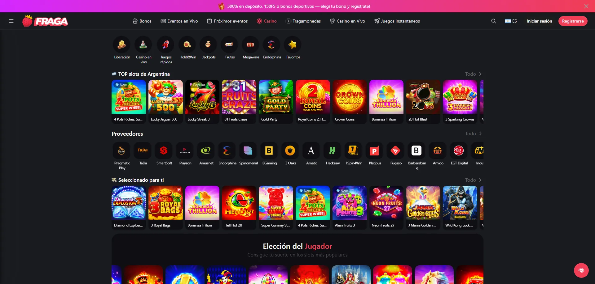 Tragamonedas online en Fraga Casino &ndash; m&aacute;s de 6,000 t&iacute;tulos